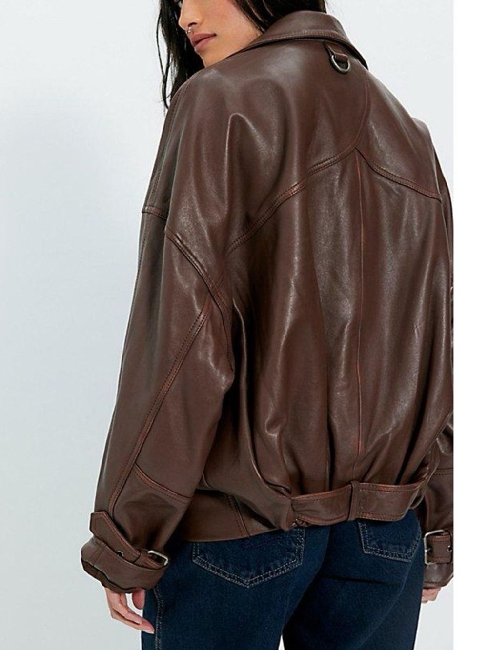 NWOT Free People We The Free Sonny Leather Pullover Jacket Size Large - Picture 2 of 16